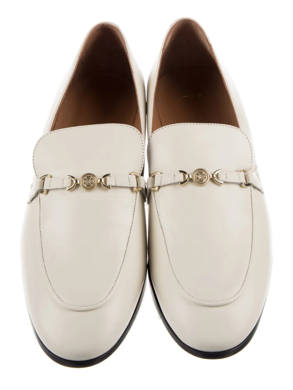 MAJE Cream Leather Loafers with Gold Bit size 40